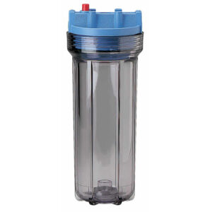 158007 10" Pentek Filter Housing, Clear Slim Line w/ 3/8" Ports & Pressure Release (Accepts 10" x 2.5" Cartridges)