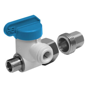 John Guest Angle Stop Adaptor Valve with 1/2" or 3/8" Male Compression x 1/2" or 3/8" Female Compression x 3/8" Quick-Connect Tube - Lead Free