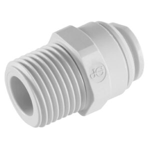 John Guest 1/2" x 3/8" NPTF Male Connector (White Polypropylene)